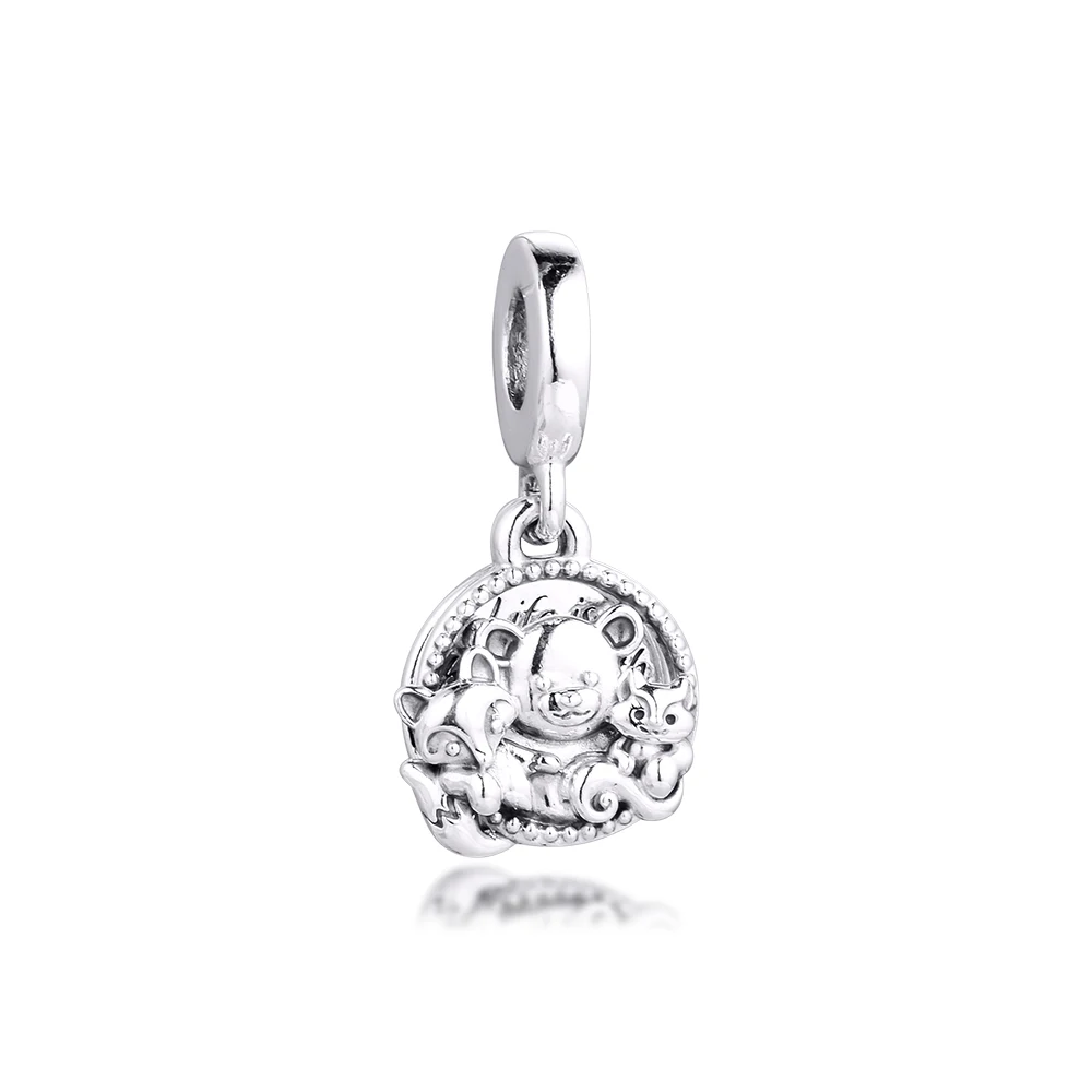 

Подвески GPY в виде медведя, лисы и белки, 925 оригинальные подходят для браслета Пандоры, серебряные бусины, детский браслет