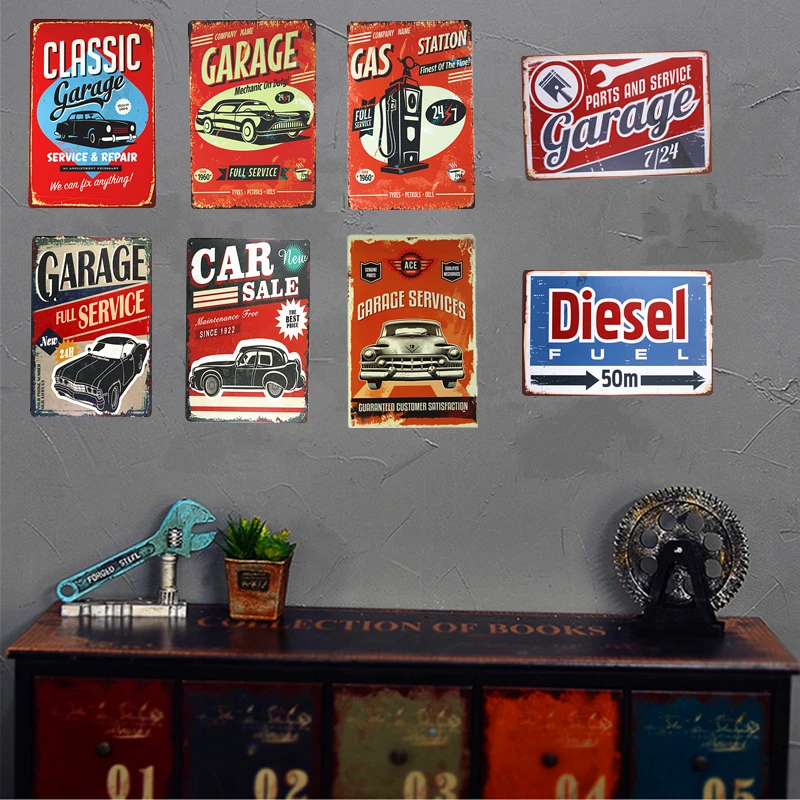 Гаражный автомобиль полный сервис АЗС деревенская настенная доска гаражный бар