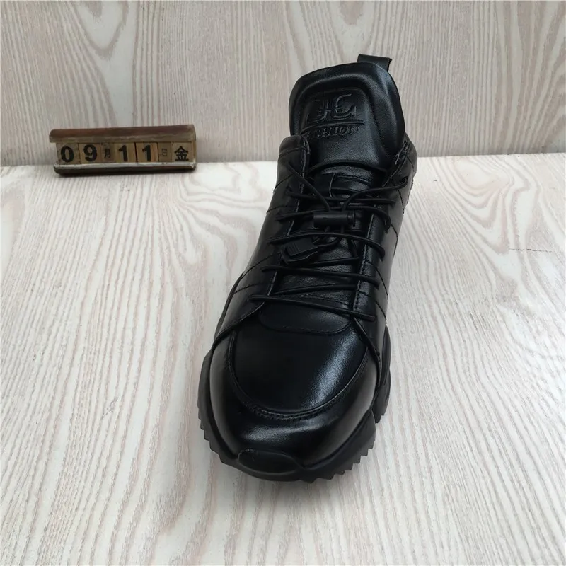 Мужские кроссовки из натуральной кожи на шнуровке с круглым носком - купить по