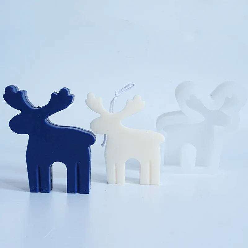 

Christmas style Elk Candle moulds Aromatherapy Wax Silicone Molds Deer Animal Plaster Gypsum Mold For Wax Candle Mould