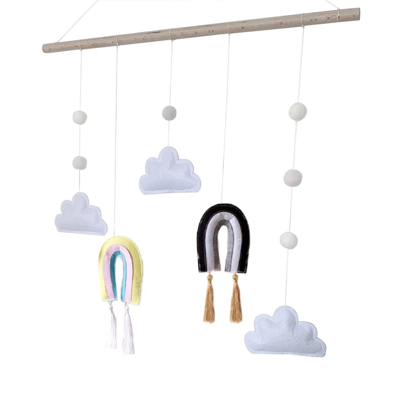 

Elegant Wooden Stick Felt Tassel Pendant Nordic Style Cute Felt Clouds Shape