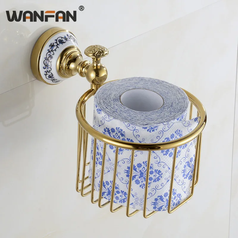 Бумажные держатели керамические золотистые настенные аксессуары для ванной