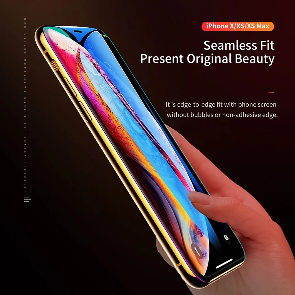 ROCK полное защитное закаленное стекло для iPhone X Xs Max 9H Защитное стекло для экрана для iPhone Xsmax пленка закругленные края покрытие стекло