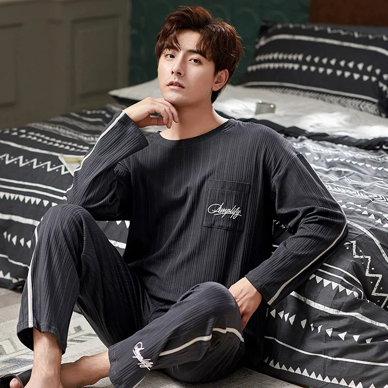 

Pajamas Man Set 100% Cotton Sleepwear Ensemble Homme Men's Pajama Soft Lounge Set Male Pijama Hombre Pyjama Homme Autumn&Winter