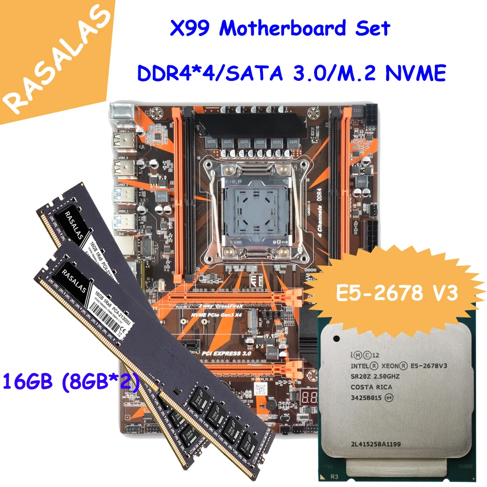 

Комплект материнской платы X99 DDR4 D4 с Xeon E5 2678 V3 LGA2011-3 ЦП 2 шт. X 8 ГБ = 16 Гб 2133 МГц память для настольного компьютера