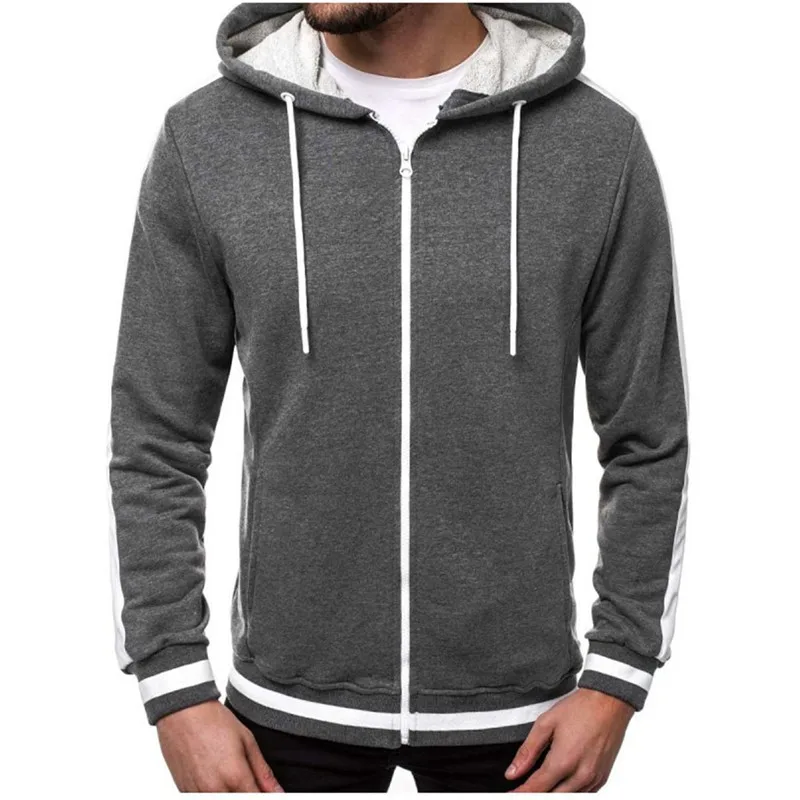 Модные полосатые толстовки с капюшоном для мужчин весенние спортивные на молнии