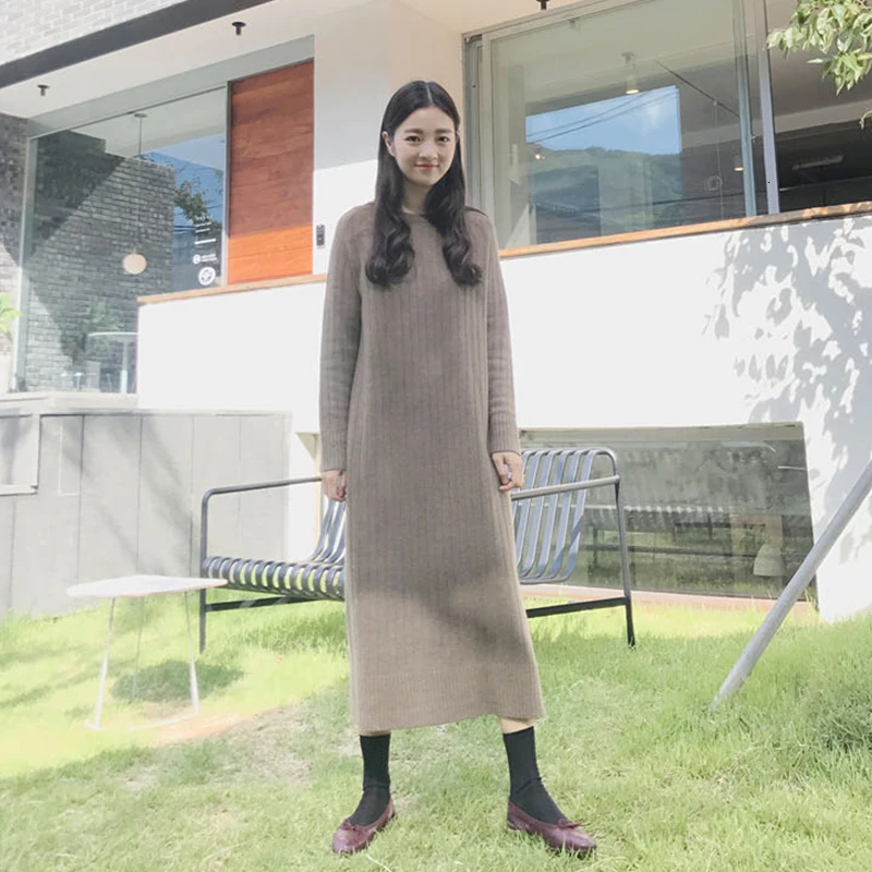 Размера плюс вязаный свитер с длинным рукавом зимнее облегающее свободное