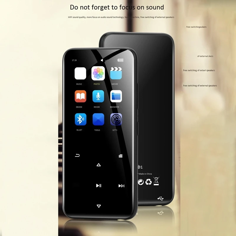 

HFES Music Player 2.4-Inch Press Sn Multi-Function Music Player, Bluetooth + External MP4 with FM Function