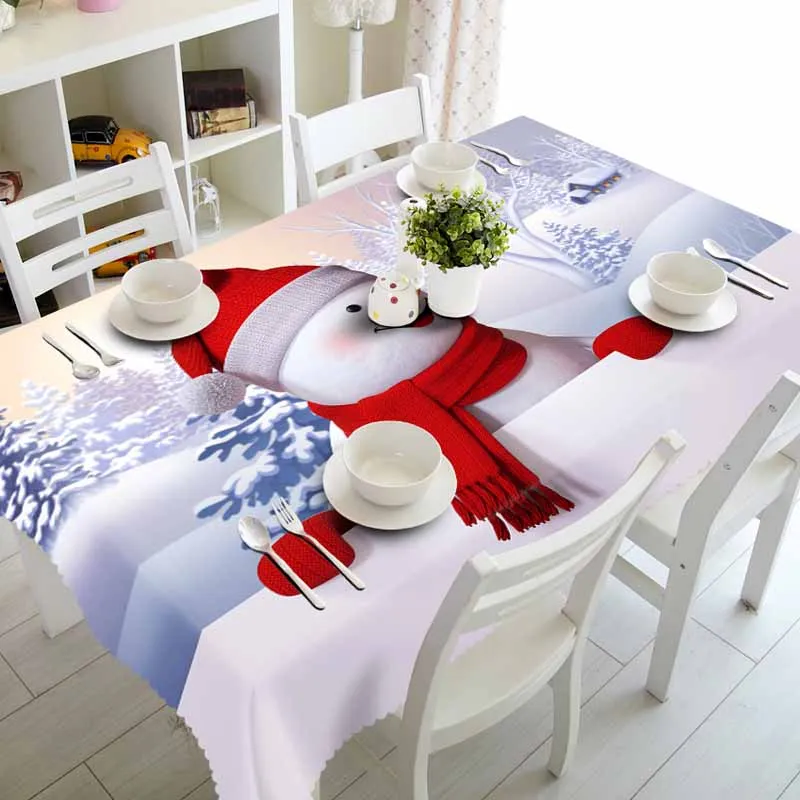 

Polyester Christmas Tablecloth Snowman Flower Beer Cover Thanksgiving Tablecloth Family Party Decoration