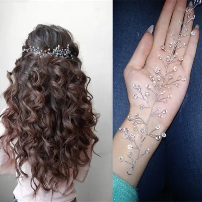 Женский обруч для волос FORSEVEN ювелирная тиара с блестящими бусинами и листьями