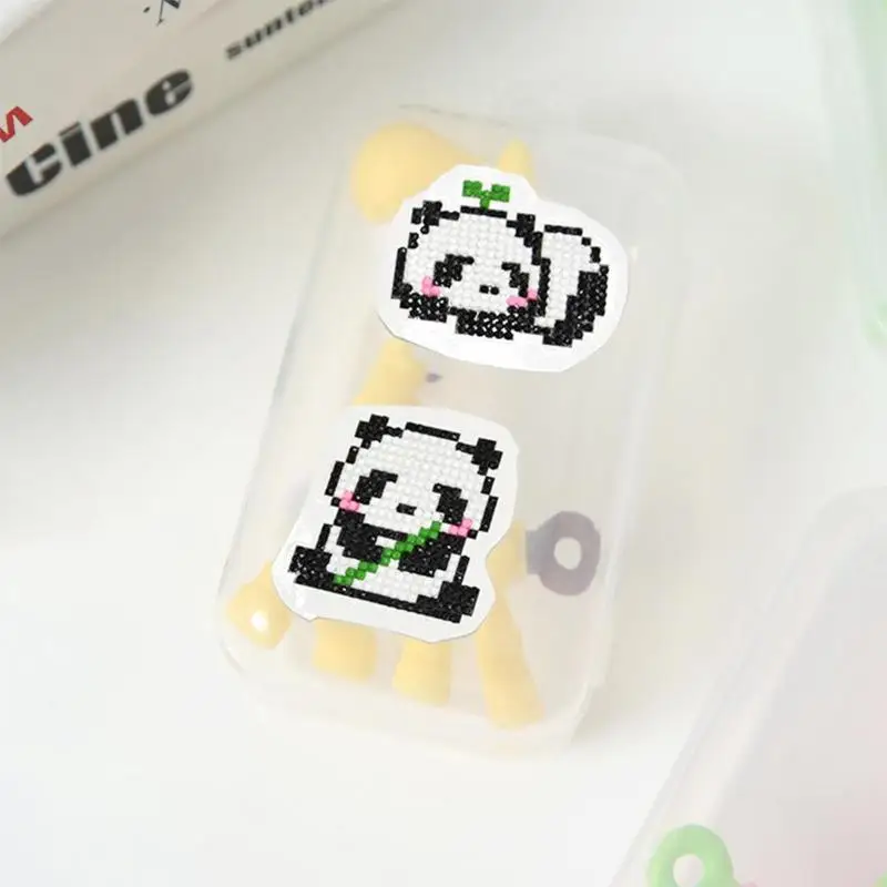 DIY мини узор Милая панда дети круглые бриллиантовые наклейки Полный дрель