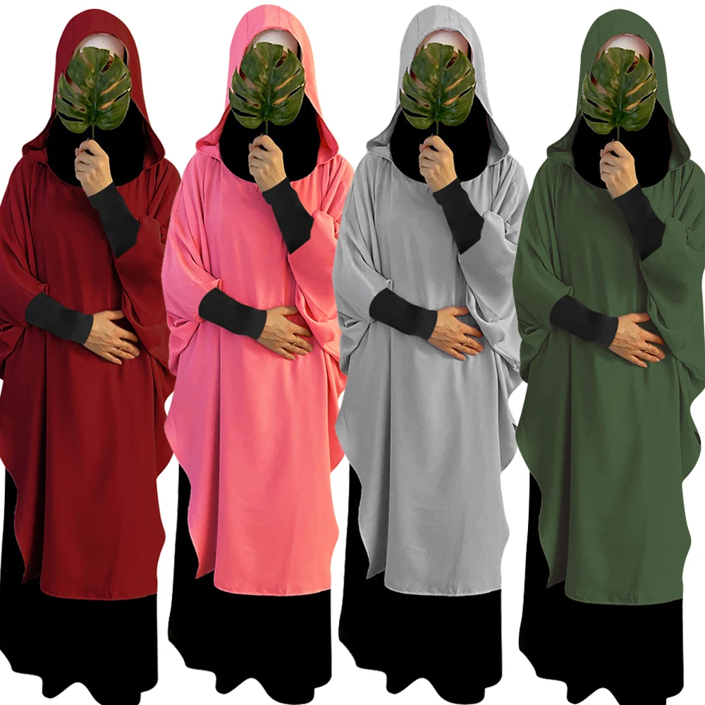 Цельная мусульманская женская одежда, Молитвенное платье хиджаб Абая с капюшоном, макси Jilbab Исламская одежда, Арабская одежда, служба покло...
