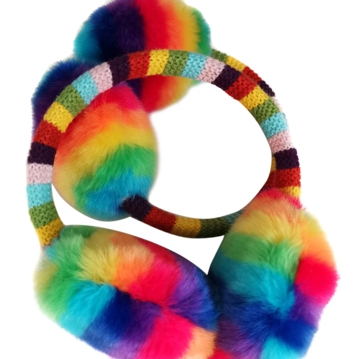 

Hot Selling Unisex Winter Cute Rainbow Earmuffs for Kid Warm and Anti-Freeze Movable Ear Cover -B5