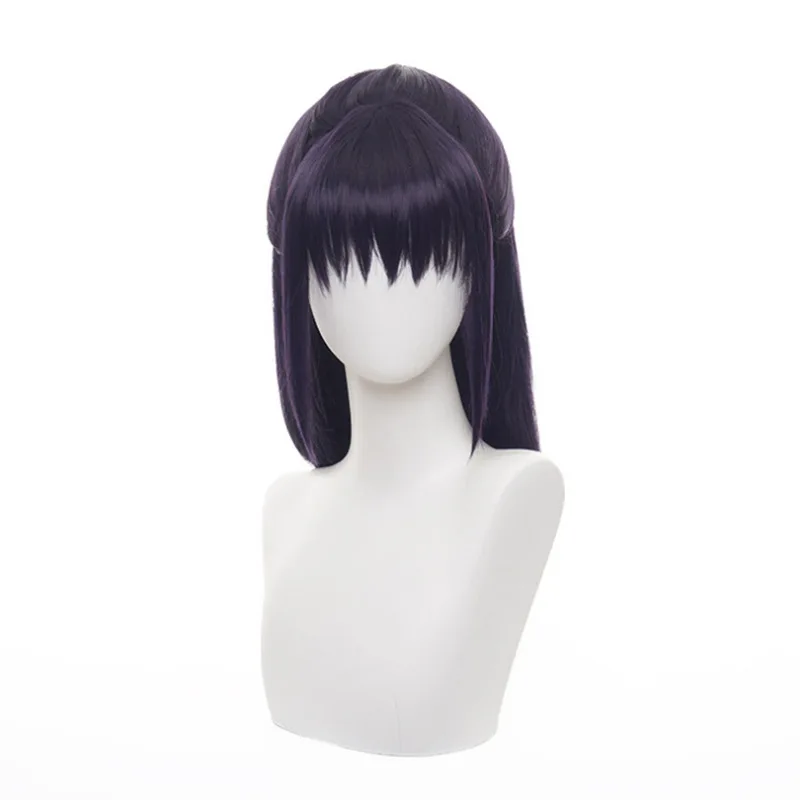 Anime Cosplay Costume Wig Jujutsu Kaisen Black and Purple Mixed Long Hair+Free White Bow Hair Accessories + Net |