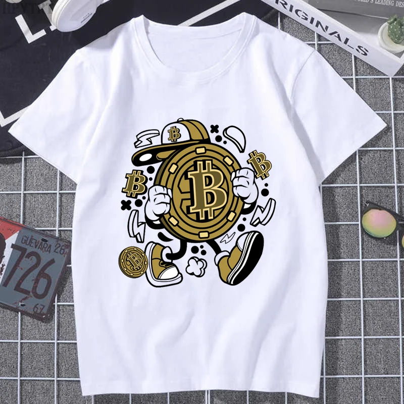 

Bitcoin Original Logo T Shirt Print Short Sleeve T-Shirt New High Quality women's/Men loose Tee Shirts