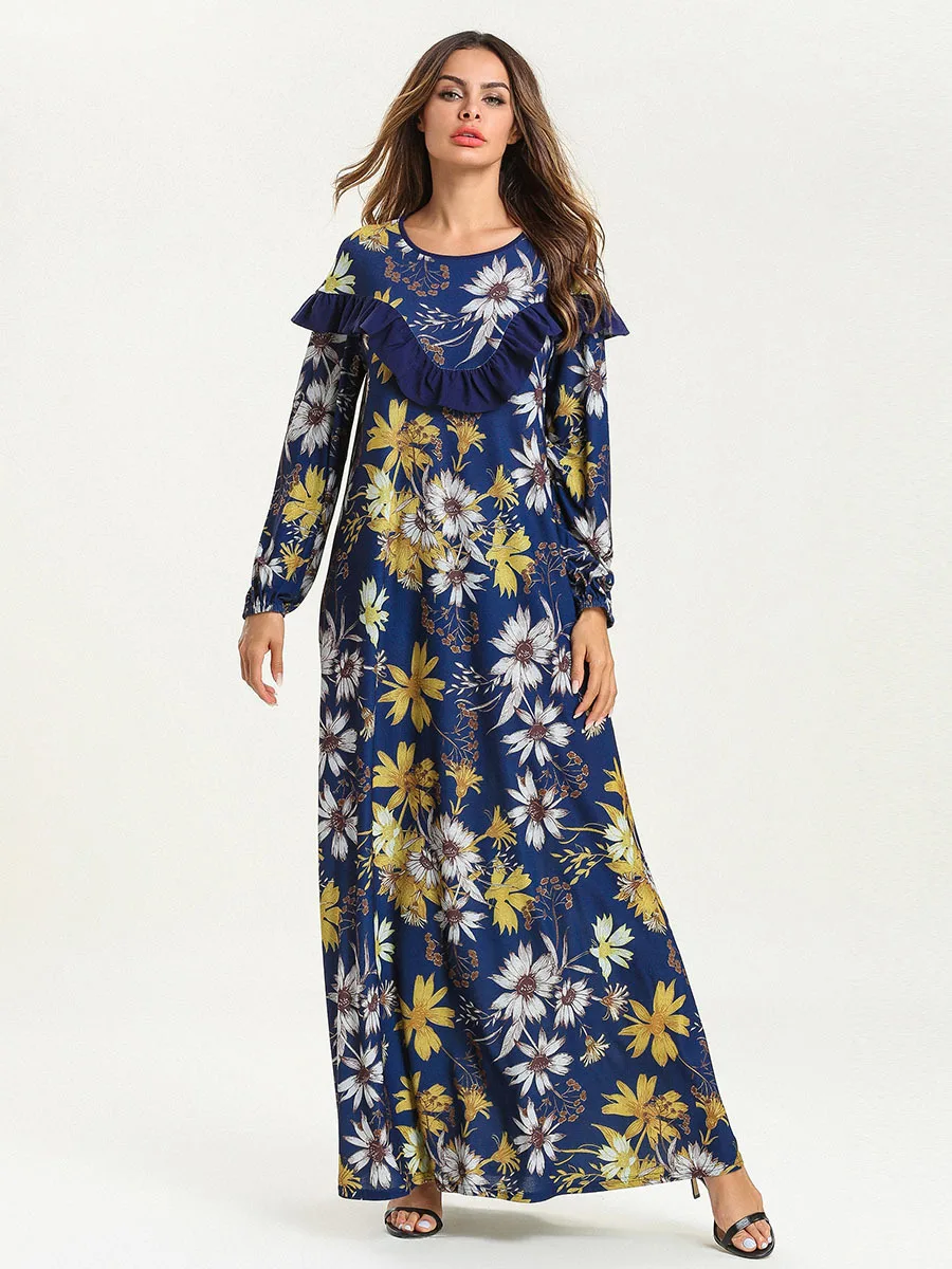 Vetement Femme 2019 Abaya турецкое платье с оборками мусульманские халаты свободная длинная