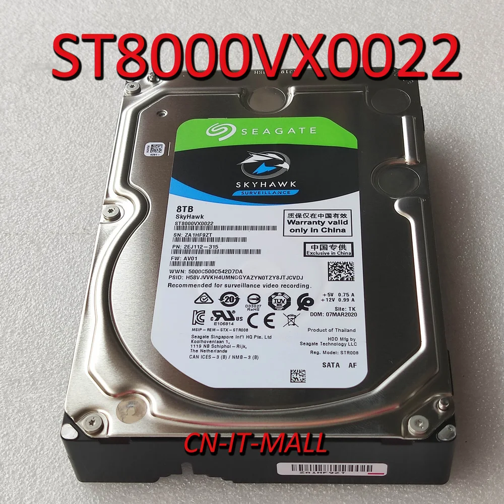 

Seagate SkyHawk ST8000VX0022 ST8000VX004 8TB Surveillance 256MB Cache SATA 6.0Gb/s 3.5" Internal Hard Drive