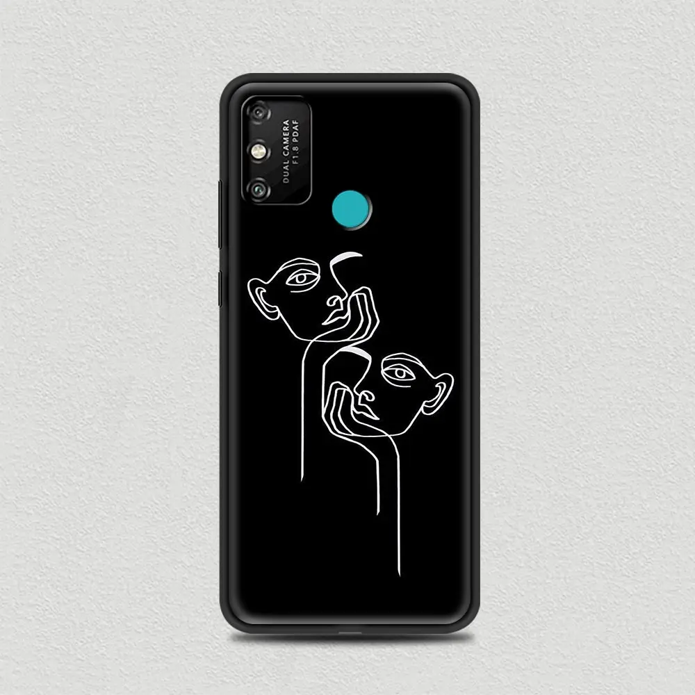 

Aesthetic Face Line Art Silicone Soft TPU Cover for Honor 8X 9X Pro 10 20 Lite 30 20S 30i 9C 9A Play Luxury Phone Case Coque