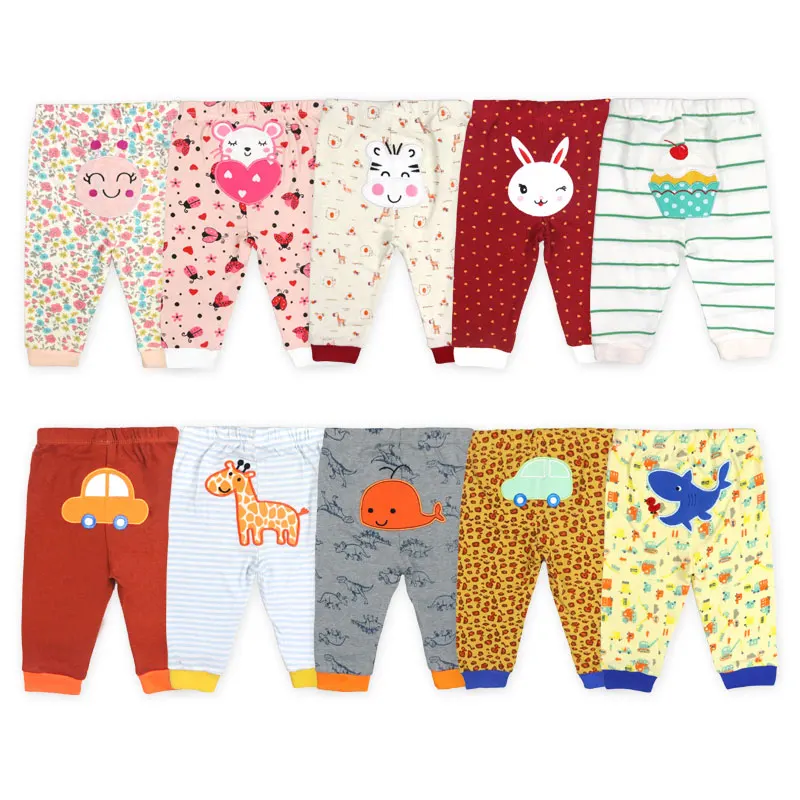 

[5Pcs/lot Random Color]100% Cotton Baby Pants Cartoon Print Newborn Baby Clothes Spring Autumn Toddler Leggings 0-24 Months
