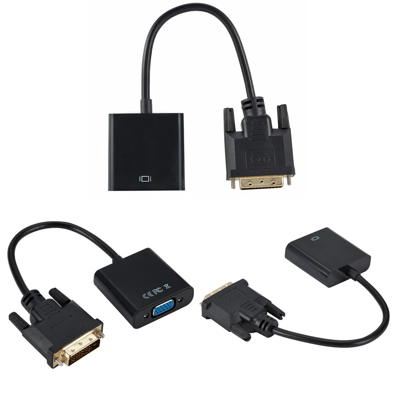 Адаптер видеопреобразователя DVI папа-VGA мама 24 + 1 15 контактов DVI-D в VGA кабель