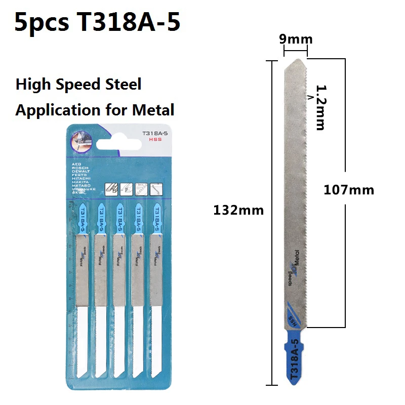 XCAN 5 шт. T111C T118A T127D T144D T244D T318A T344D лобзик из высокоуглеродистой стали для дерева/резки металла т хвостовик пилы - Цвет: 5pcs T318A-5