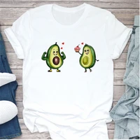 womens kawaii cartoon avocado printed short sleeved casual t shirt summer short sleeved round neck t shirt harajuku t shirt