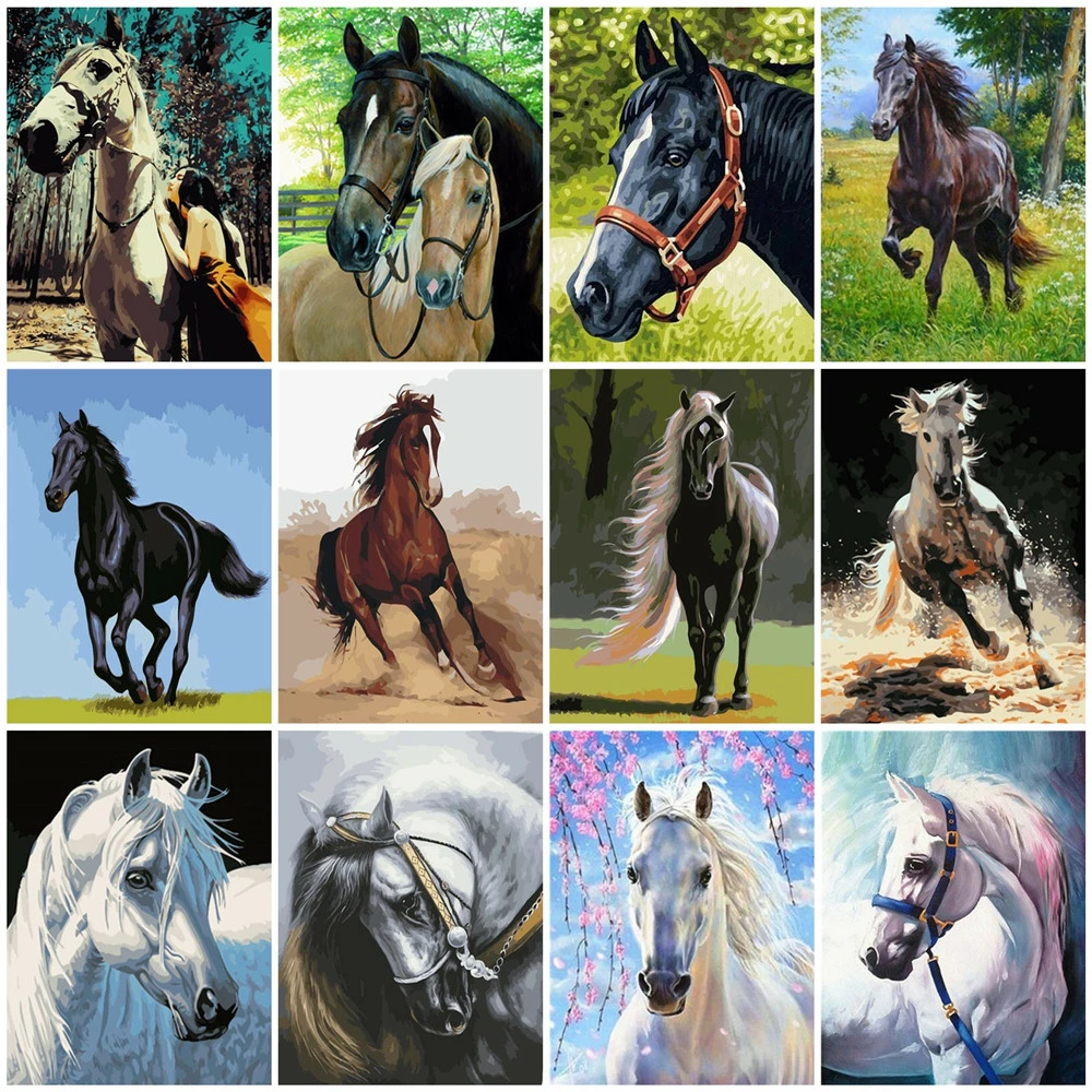 

HUACAN картина по номерам лошадь сделай сам ручная роспись картина по номерам животные подарок украшение дома настенное искусство