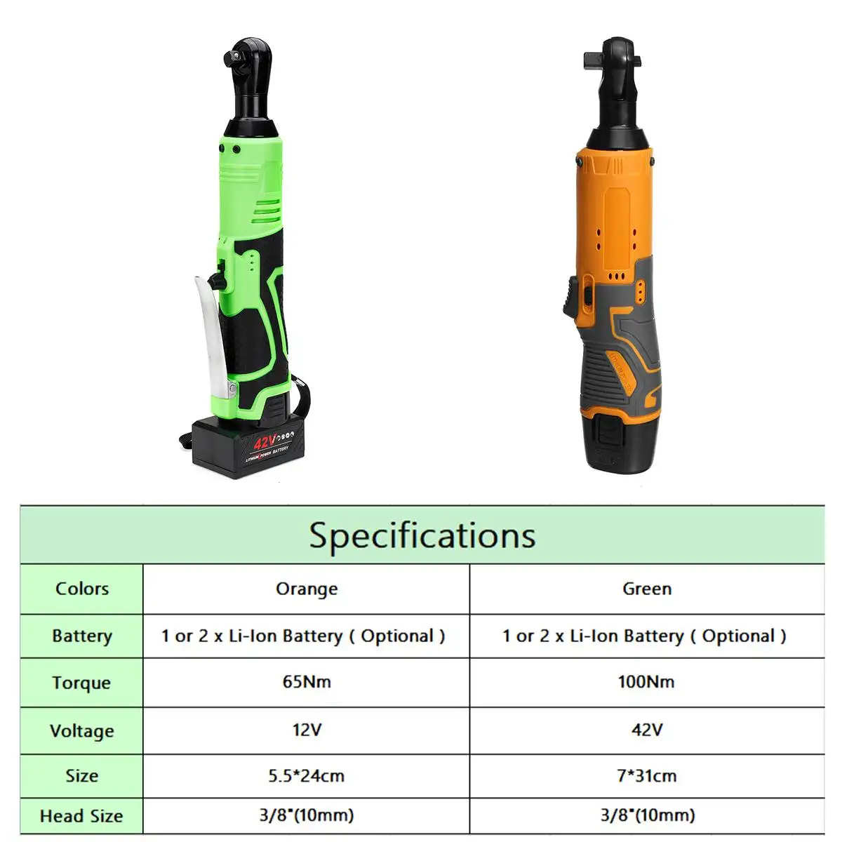 

Electric Wrench 3/8" Cordless Ratchet 12V/42V Rechargeable Scaffolding 65/100Nm Right Angle Wrench Tool+1/2 Battery Charger Kit