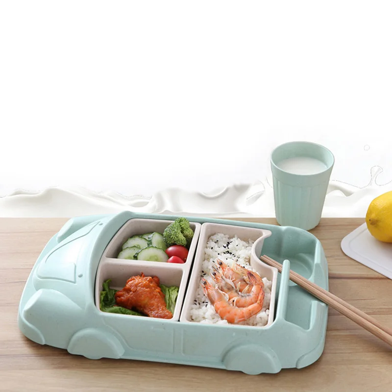 Мультяшные Детские тарелки чаша детская тарелка Бамбуковая для автомобиля