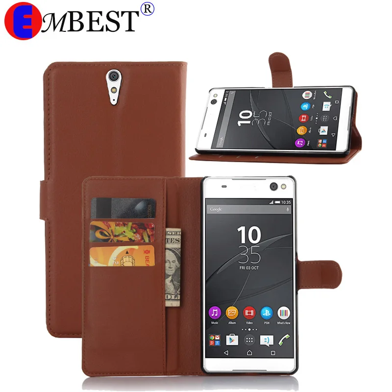 Роскошный кожаный чехол-бумажник EMBEST для Sony Xperia c5 C6 T2 Ultra T3 откидная крышка C3 C4 X
