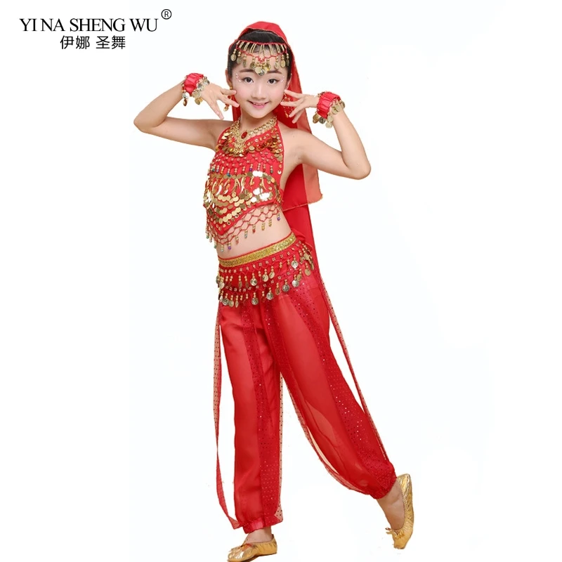 

Kids Belly Dance Costumes Set Girl Egypt Bollywood Oriental Dance Costume Indian Belly Dancing Clothing India 6 Color Dance Suit