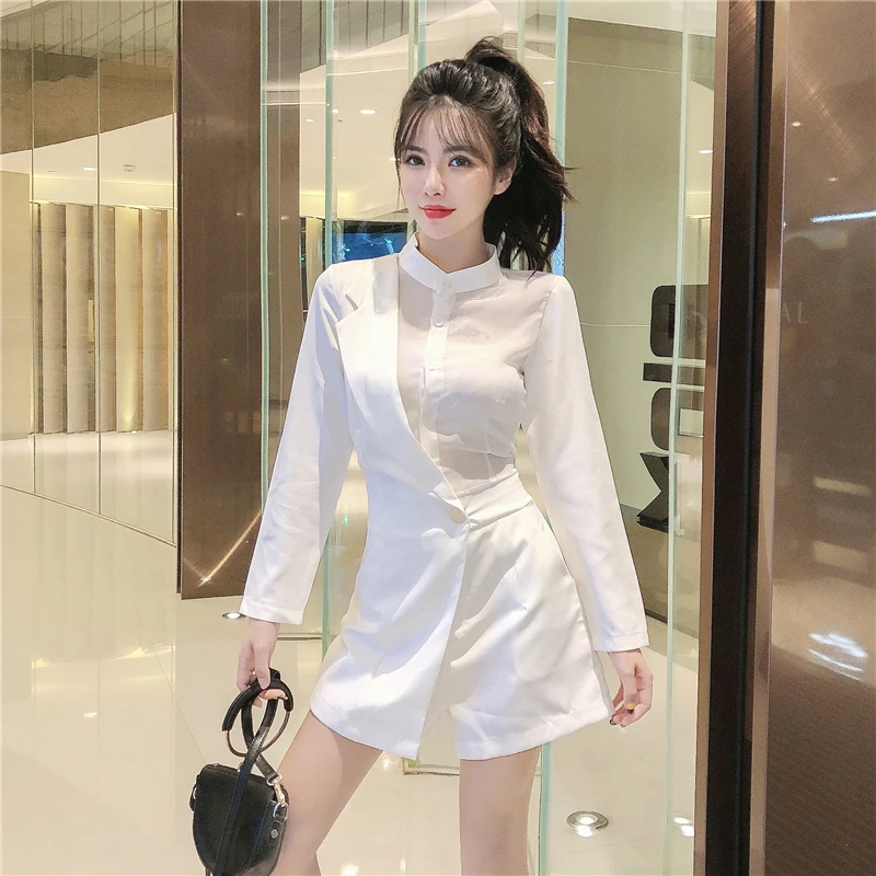 Women Casual Overalls 2023 spring autum Long Sleeve Jumpsuit Fashion Elegant High Waist Wide Leg Shorts Spring Patchwork Rompers
