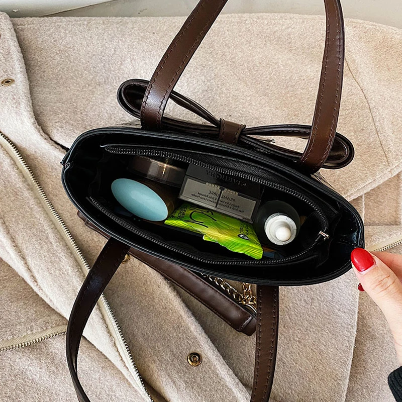 

Bow Small PU Leather Crossbody Bags for Women 2020 Winter Branded Luxury Black Shoulder Handbags Trending Lux Fashion Hand Bag