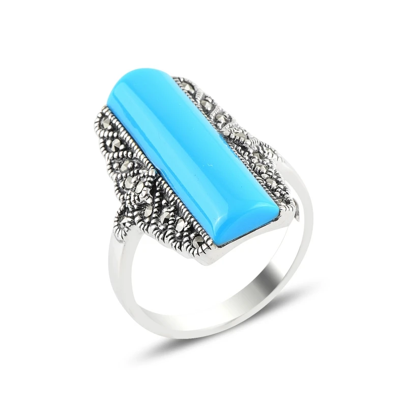 Silverlina Silver Turquoise & Marcasite Ring