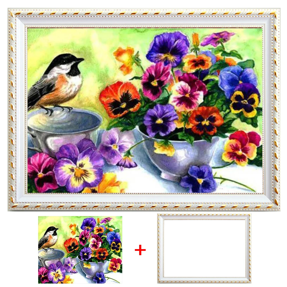 

Защелка 5D алмазов картина и с цветочным узором для девочек набор для рисования с круглыми камнями и полотном Вышивка Набор для вышивания кр...