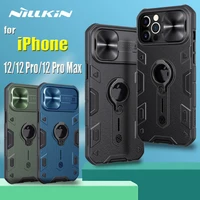 for iphone 12 pro max case nillkin armor impact slide camera lens protection ring holder shockproof cover for apple iphone 12