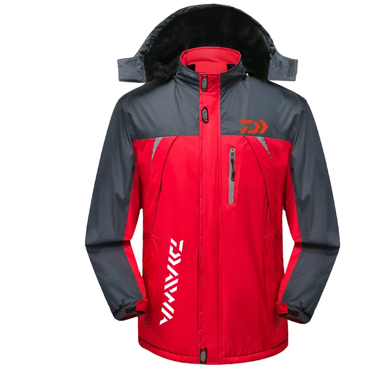 

Outdoor Daiwa Fishing Clothing For Men Women Autumn Winter Waterproof Warm Fishing Jackets Patchwork Hooded Mountaineering Suits
