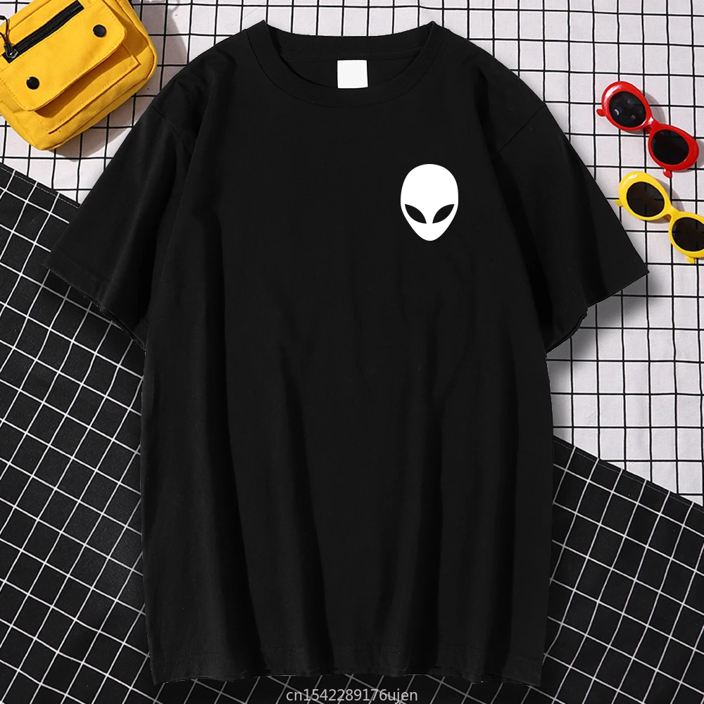 

2021 White Alien Mask Prints Tshirts Aesthetic Short Sleeves Fashion Quality Streetwear Casual Comfortable T-Shirts Summer