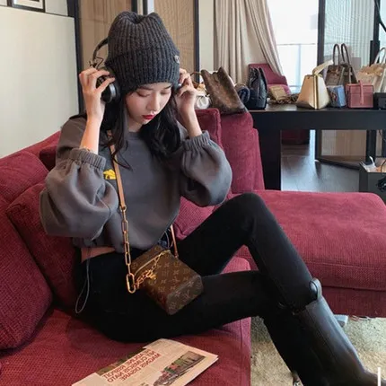 

Jacket jacket women long-sleeved all-match hooded autumn and winter loose sports hedging cotton round neck