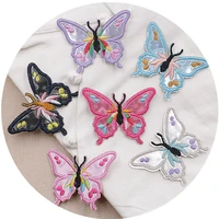 1pcs rainbow butterfly embroidery patches sew on sticker for diy t shirt clothes stickers 3d diy clothing applique decor