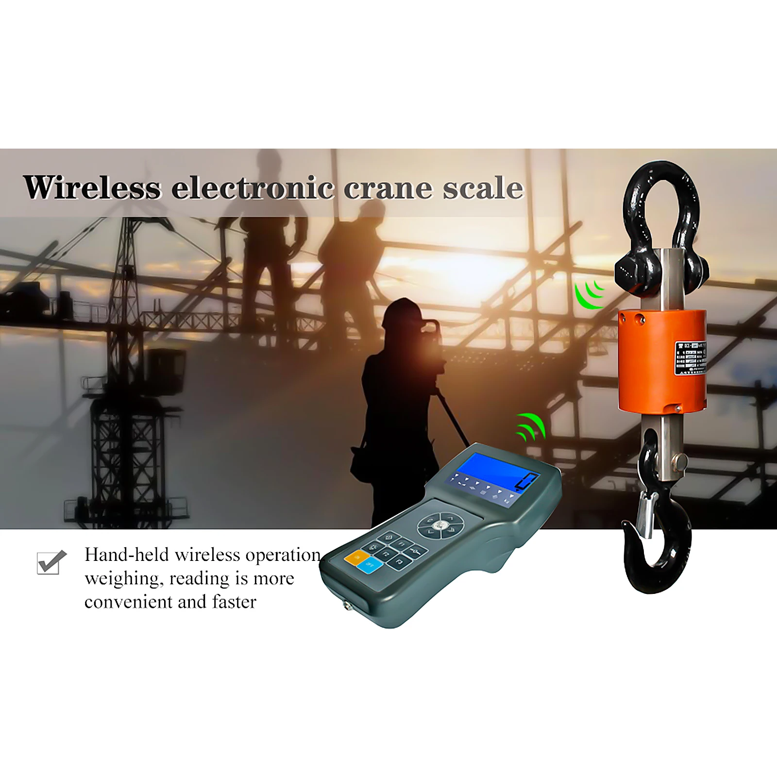 

Factory direct sales 3t5T10 tons warranty for one year cylindrical wireless hook scale handheld instrument lifting scale