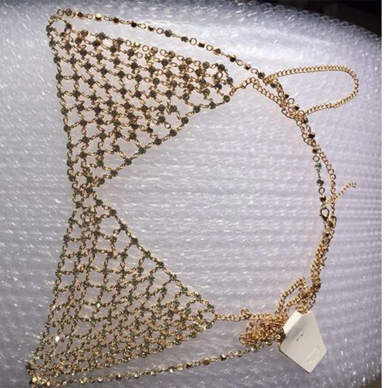 

New popular simple ladies fashion sexy tassel Rhinestone body chain set exquisite crystal Bikini Bra gift