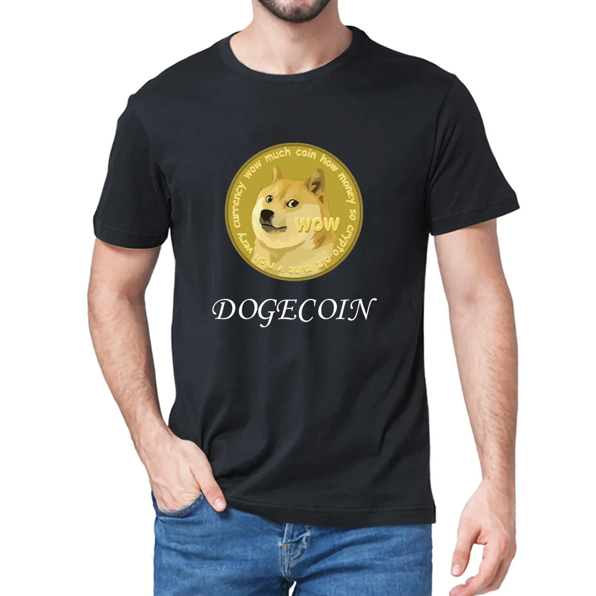 

Dogecoin Doge HODL To the Moon Crypto Meme Gold COINS Funny Summe Men's 100% Cotton Novelty T-Shirt Unisex Women Soft Top Tee