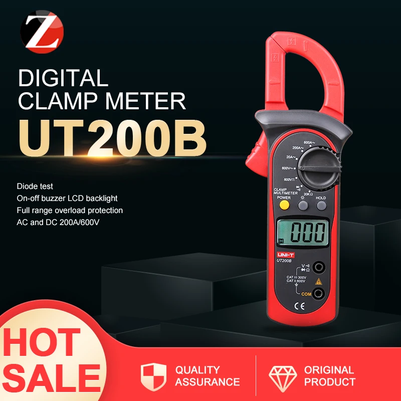 

Digital Clamp Meters UNI-T UT200B LCD Backlight AC/DC Voltage AC Current Resistance Clamp Multimeter Multitester Multimetro