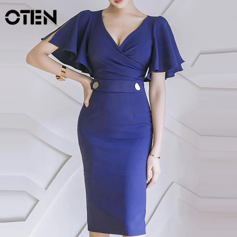 Сексуальные женские платья OTEN с V образным вырезом и высокой талией лето 2020