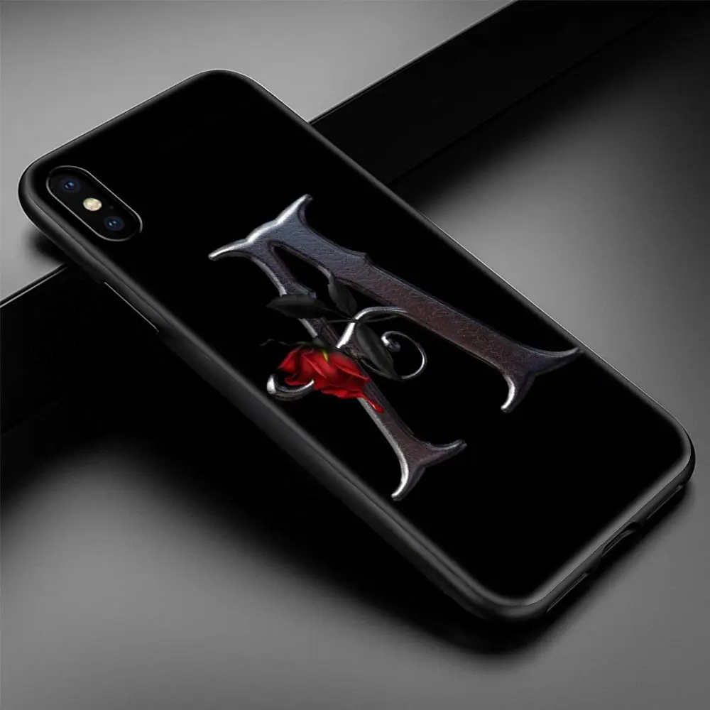 

Flower Clear Initial Letter Luxury Phone Case Cover for iPhone 11 12 Pro MAX 7 8 XR XS MAX X 6 6S Plus Silicone Soft Coque Shell
