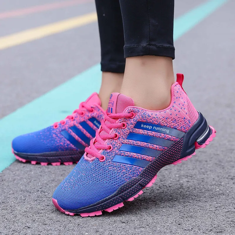 Outdoor Pink Mesh Breathable Running Shoes Women Cheap Sport Shoes Summer Marathon Athletic Shoe Woman Couple Keep Running Shoes
