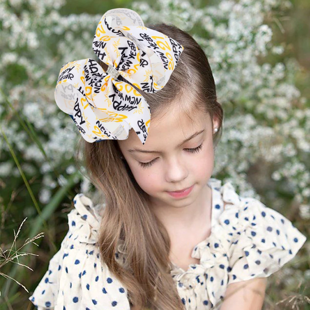 

7.5 Inch Girl's Hairpin Letter Printing 2021 Accessories Children's Square Clip Cute Bow Hair Accessories Ornamen Hot Sale Style