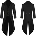 Мужское винтажное пальто в готическом стиле, черное пальто в стиле стимпанк и ретро, модная ветровка для вечеринки, длинный тренчкот #40