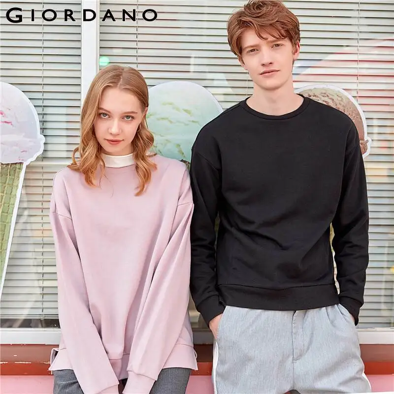 Giordano джемпер унисекс с круглым вырезом под шею и длинными рукавами имеется